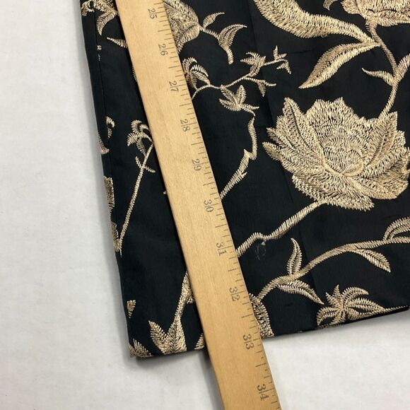 Dana Buchman Womens Silk Pants 8 Black Gold Embroidered Floral Boho NWT Luxe - Picture 4 of 12